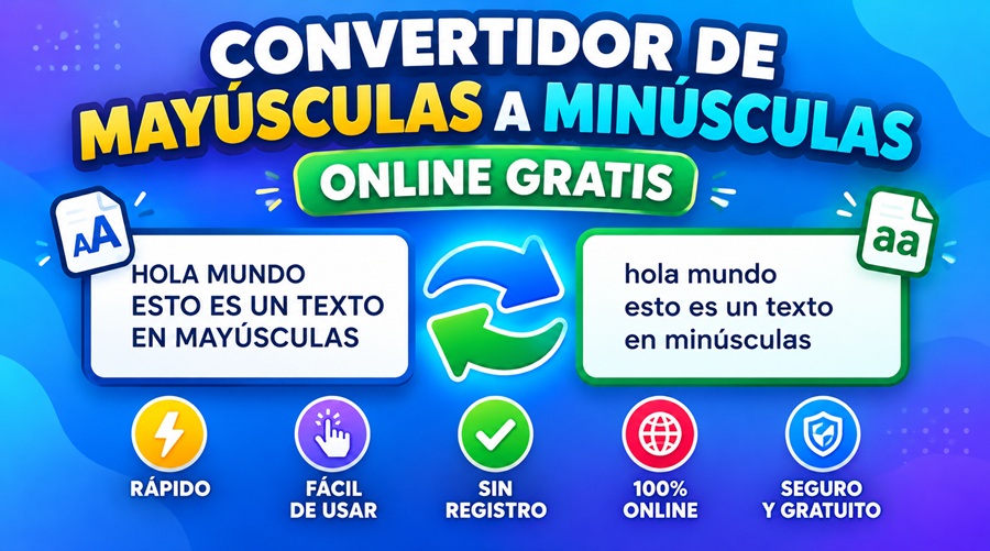 Herramienta online para convertir textos de mayúsculas a minúsculas y de minúsculas a mayúsculas